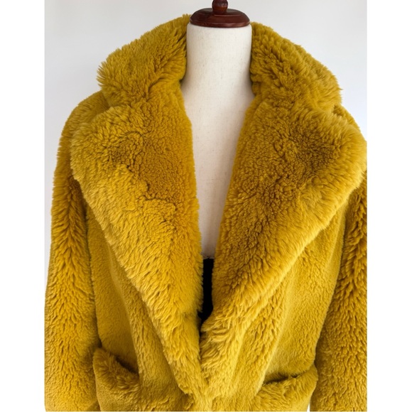 Apparis Faux Fur Jacket Mustard Size Small - Picture 9 of 16